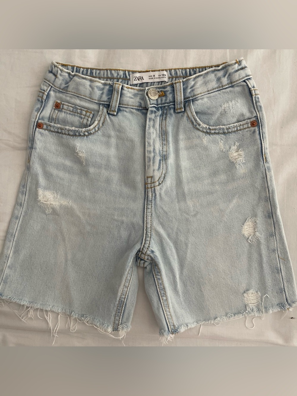 ZARA kids Light Blue Distressed Denim Shorts